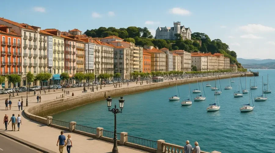 Santander Uferpromenade, Bucht und Stadtbild in Kantabrien, Nordspanien