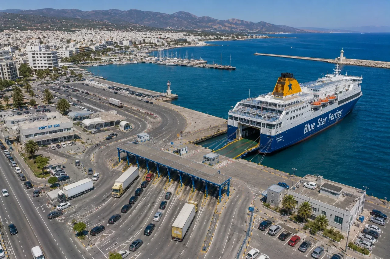 Passagierfährhafen in der Stadt Kos in Griechenland